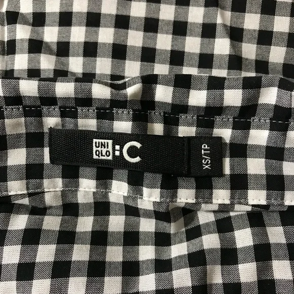 NWT Uniqlo Gathered Checked Volume Long Sleeve Blouse - Picture 5 of 6